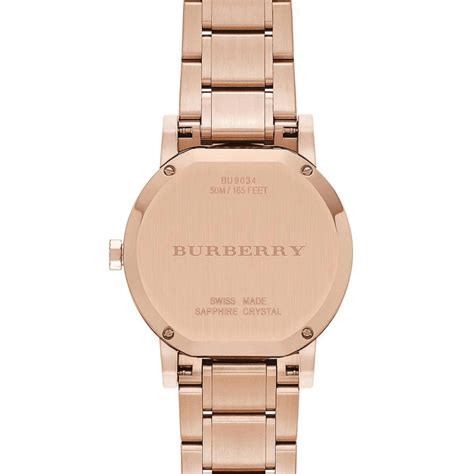 Burberry Ladies BU9034 Check Dial Rose Gold Watch 